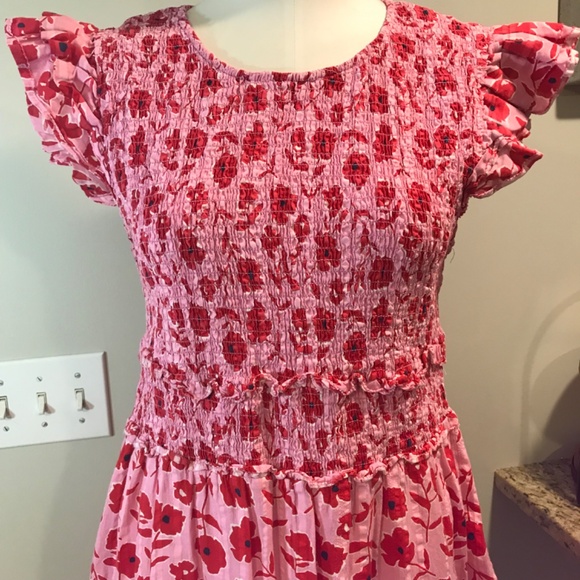 Vineyard Vines 🌸 Rock Rose 🌹 floral smocked MIDI pockets dress - Picture 3 of 16